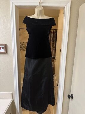 Black Velvet Top and Satin skirt with train